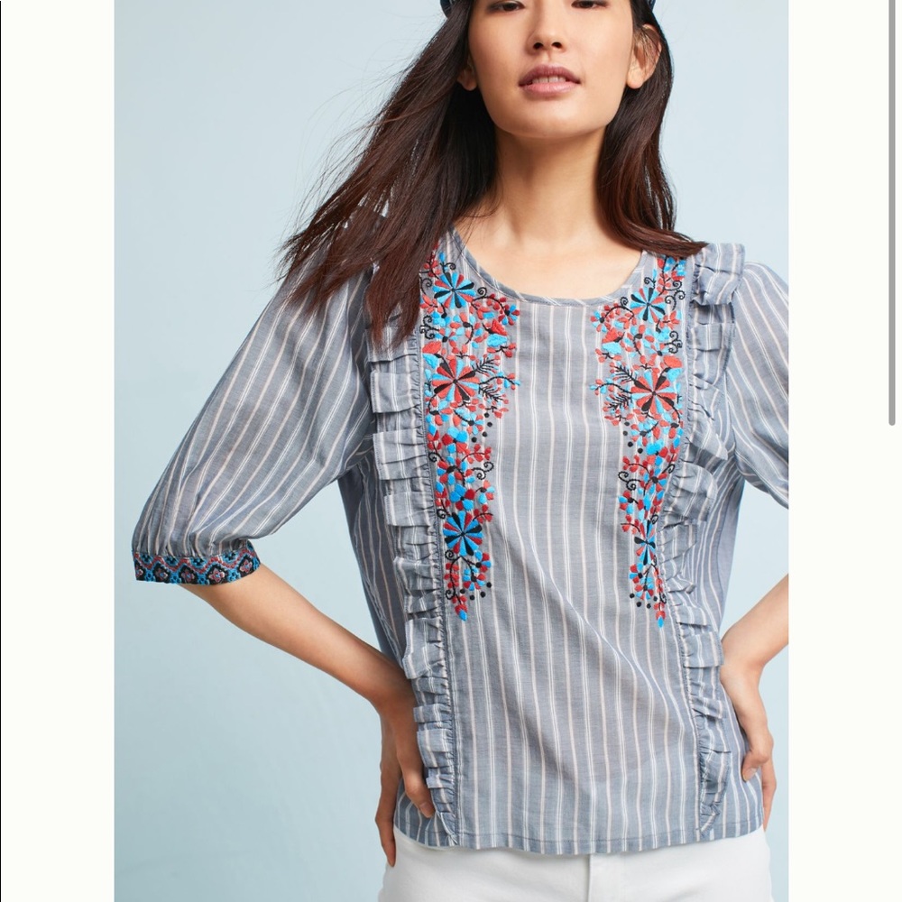 Anthropologie Jayden embroidered Top xs